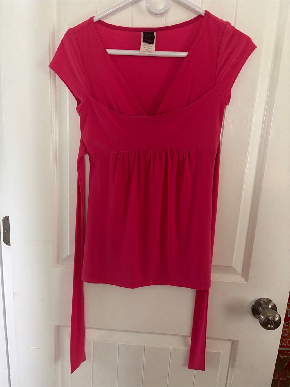 Women’s Pink V-Neck Cap Sleeve Top